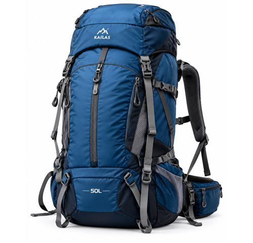 Blue 50 litre trekking backpack