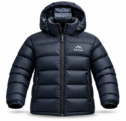 Insulated down jacket for high-altitude trekking