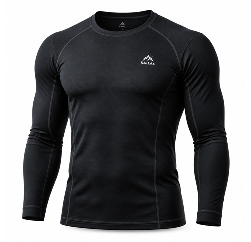 Black thermal base layer for cold weather